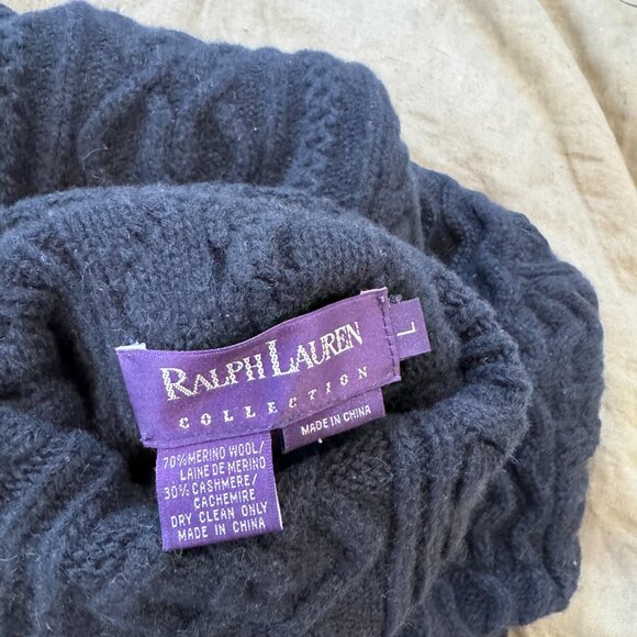 Ralph Lauren Collection Cable-Knit Turtleneck Merino Wool & Cashmere – Inky Navy - Picture 5 of 8